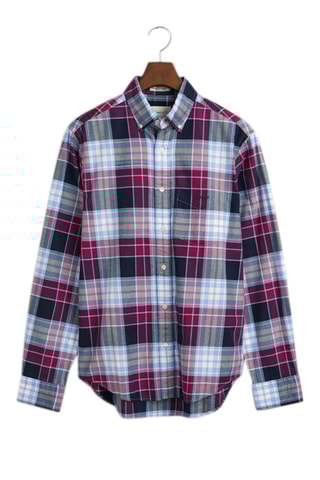 Camicia regular in cotone bio - Blu e viola chiaro