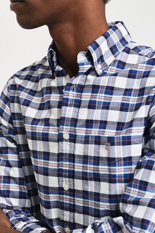 Camicia regular in cotone bio - Bianco e blu