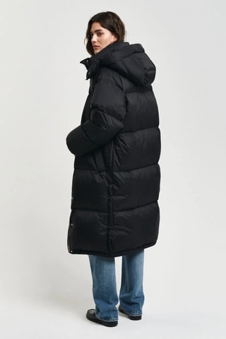 Piumino lungo con cappuccio - Nero