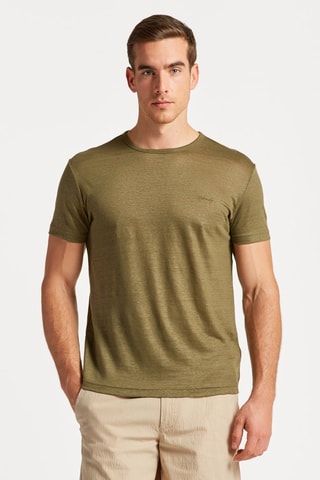 T-shirt regular in lino - Kaki