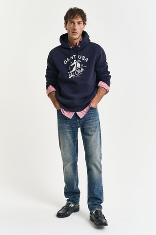 Felpa regular con cappuccio - Navy