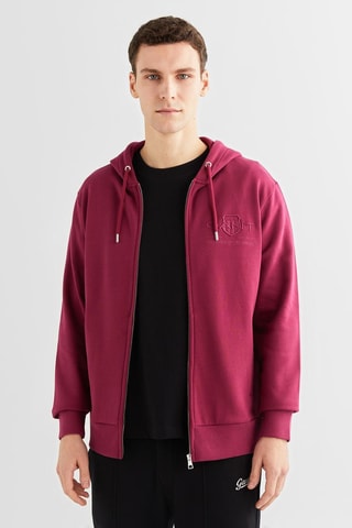 Felpa regular con cappuccio - Bordeaux