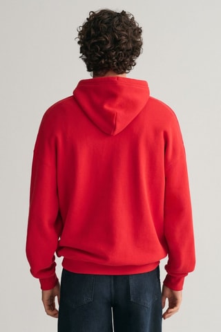 Felpa relaxed con cappuccio - Rosso