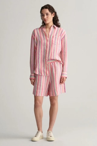 Shorts in lino - Rosa cipria e viola