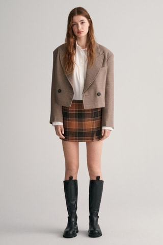 Minigonna a vita bassa in lana - Marrone