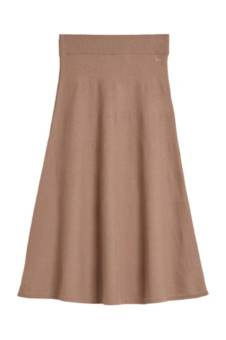 Gonna midi in lana d’agnello a vita alta - Beige