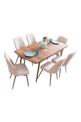 Ensemble table extensible à manger et chaises - 7 pièces