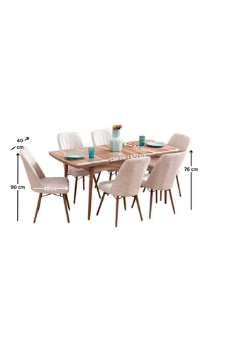 Ensemble table extensible à manger et chaises - 7 pièces