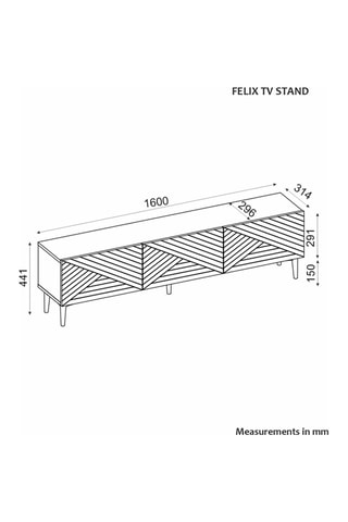 Meuble TV 3 abattants Felix - 160 x 44,1 x 31,4 cm