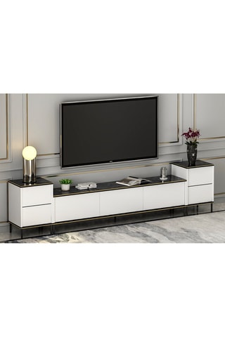 Meuble TV 2 portes et 3 abattants - 260 x 60 x 35 cm