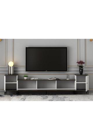 Meuble TV 2 portes et 3 abattants - 260 x 60 x 35 cm