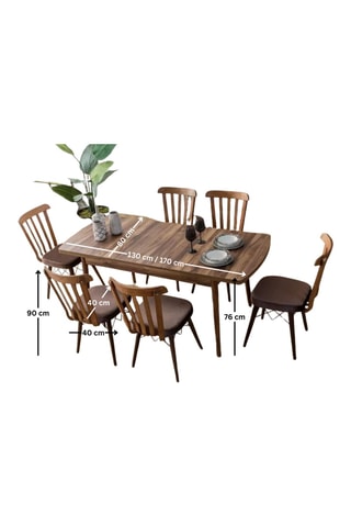 Ensemble de salle à manger en hêtre - 7 pièces