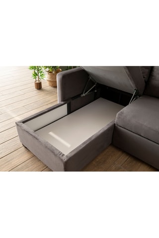 Canapé d'angle gauche convertible - Gris - 3 places - Revêtement en polyester