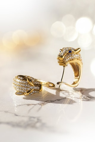 Pendientes Ma Panthère - Oro amarillo, diamantes y zafiros