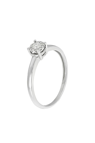 Solitario Akna - Oro blanco y diamantes