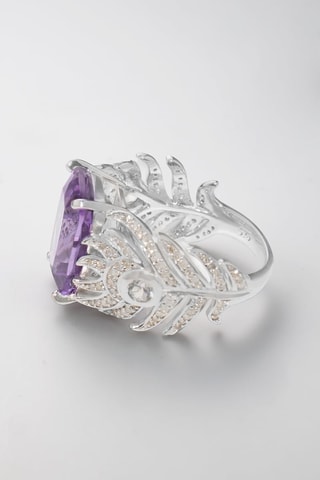 Anillo Toliara - Oro blanco, diamantes, amatista y topacios