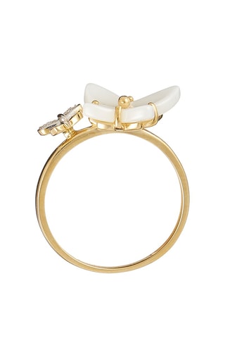 Anillo Nasia -  Oro amarillo, cerámica y diamantes