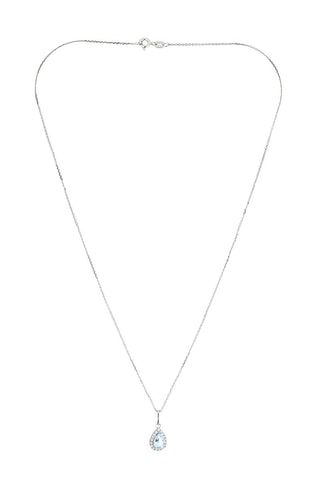 Collar Goutte Moi - Oro blanco, diamantes y topacio