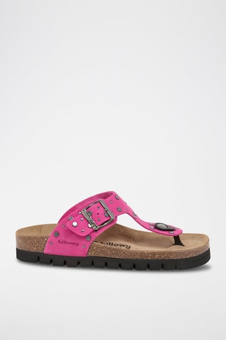 Sandali in pelle scamosciata - Fucsia