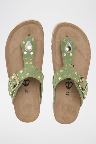 Sandali in pelle scamosciata - Verde scuro