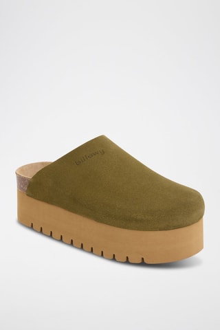 Leren Platform Clogs - Kaki