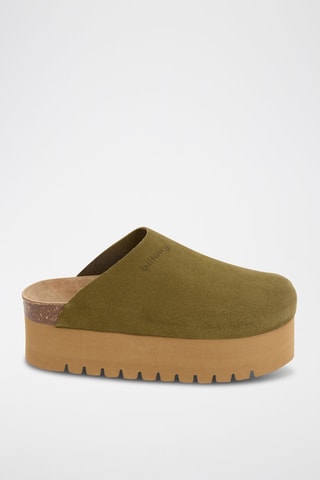 Leren Platform Clogs - Kaki