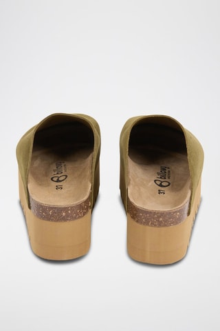 Leren Platform Clogs - Kaki
