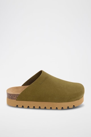 Leren Platform Clogs - Kaki