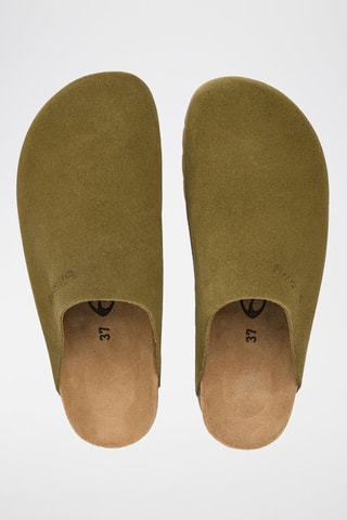 Leren Platform Clogs - Kaki