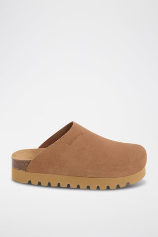 Leren Platform Clogs - Beige