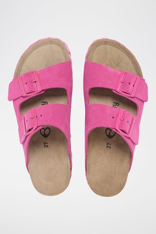 Ciabatte platform in pelle scamosciata - Fucsia