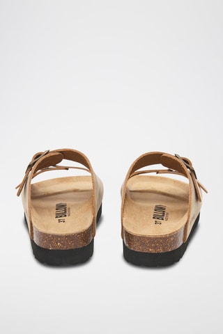 Leren Platform Sandalen - Bruin