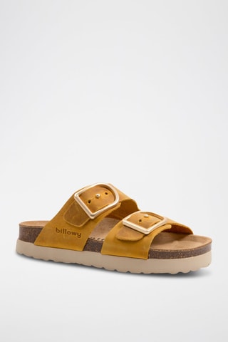Nubuck Platform Sandalen Mosterdgeel