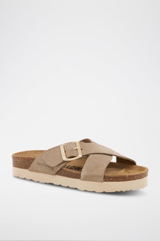 Sandali platform in pelle scamosciata - Beige