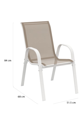 6 sillas de jardín apilables - Beige y blanco