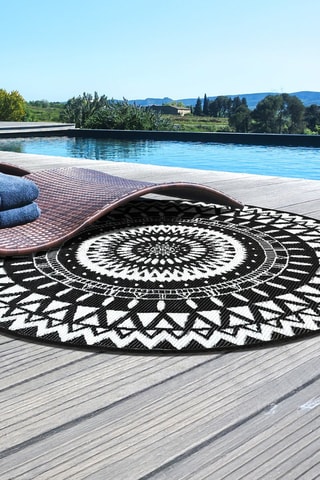 Alfombra de exterior redonda - 250 cm - Negro