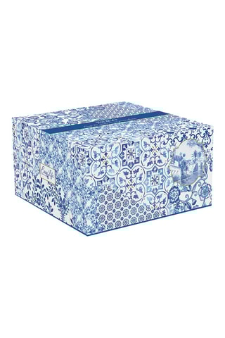 Taza de té y platillo de porcelana Indigo