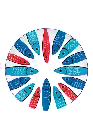 4 platos de postre de porcelana Sardine’s Party - 21 cm