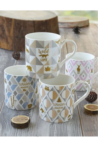 4 tazas de porcelana Glitter & Colour - 35 cl