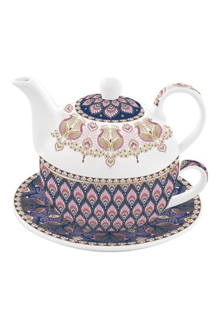 Tetera, taza y plato de porcelana Peacock 35 cl