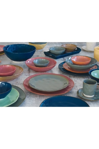 6 platos hondos de porcelana Artesanal - 19 cm