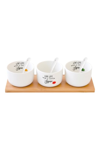 3 boles de porcelana con cuchara Kitchen Elements - 26 x 8 cm