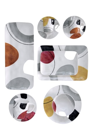 4 platos llanos de porcelana Elements - 27 x 19 cm