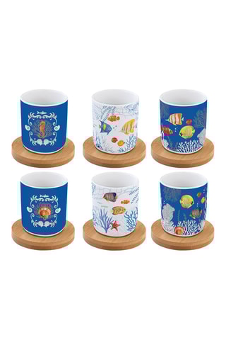 Juego de café de porcelana y bambú Aquarium - 6 personas
