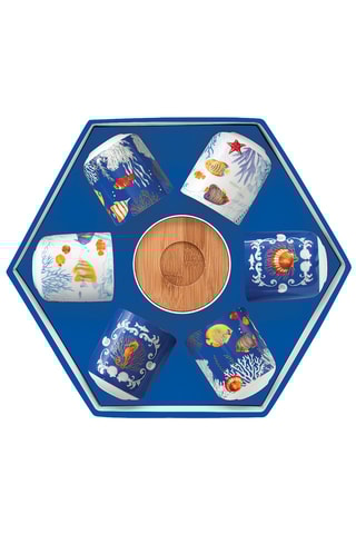 Juego de café de porcelana y bambú Aquarium - 6 personas