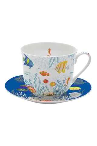 Taza y platillo de porcelana Aquarium