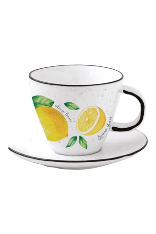 Taza de té y platillo de porcelana Amalfi