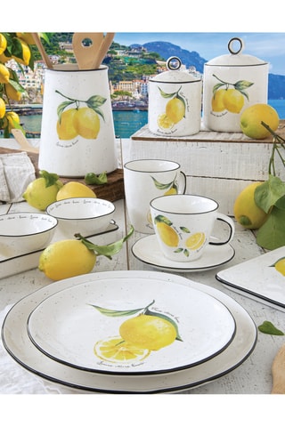 Taza de té y platillo de porcelana Amalfi