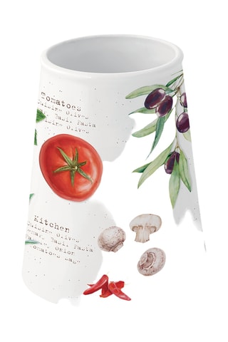 Portautensilios de porcelana y 5 espátulas de madera Home and Kitchen - 15 x 19 x 15 m