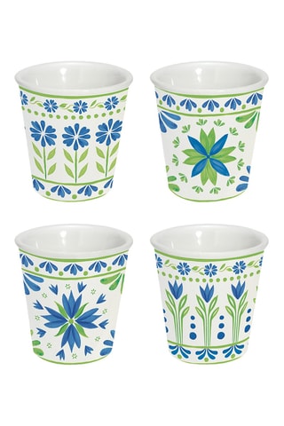 4 tazas de café de porcelana Flowers Garden - 10 cl